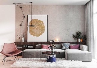 Cinza na sala de estar